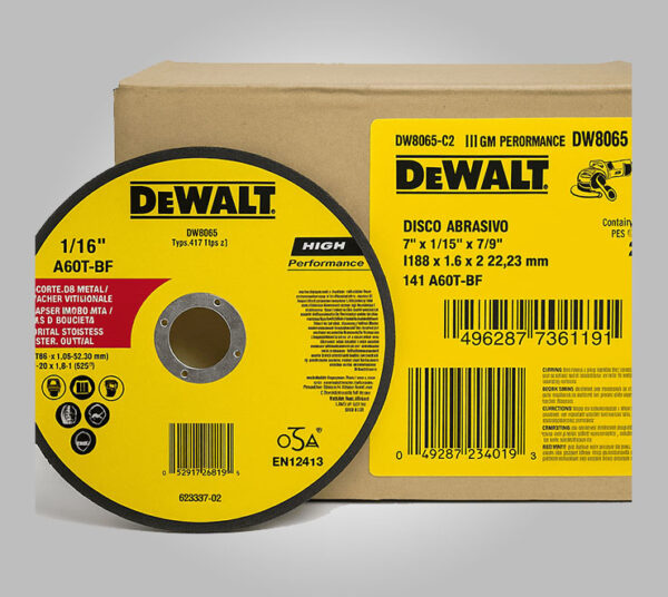Disco De Corte Metal Caja x 25 UNDS / 7" x 1.6mm DeWalt A60T-BF